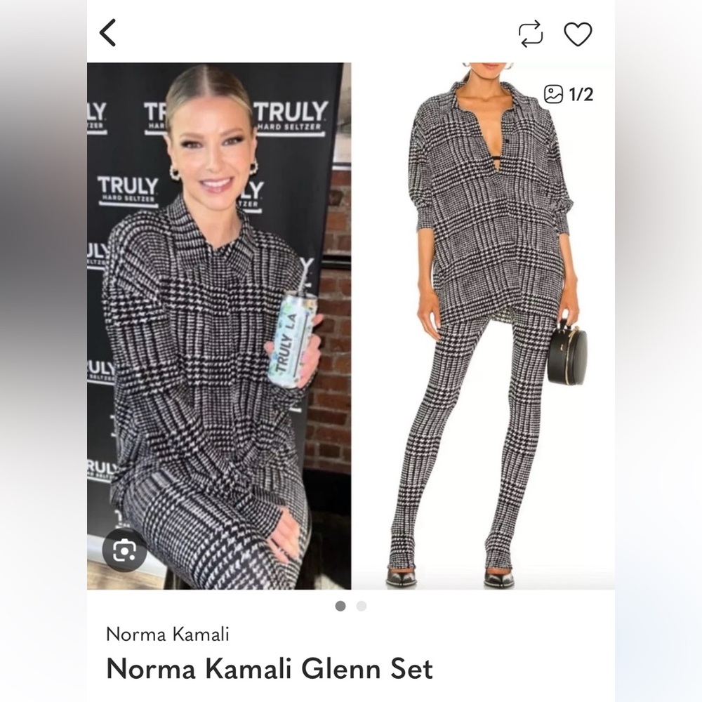 Norma Kamali Black and White Plaid top size XS